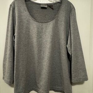 Chico's Classic Shimmer Gray Long Sleeve Top. Chicos 3 = XL/ 16